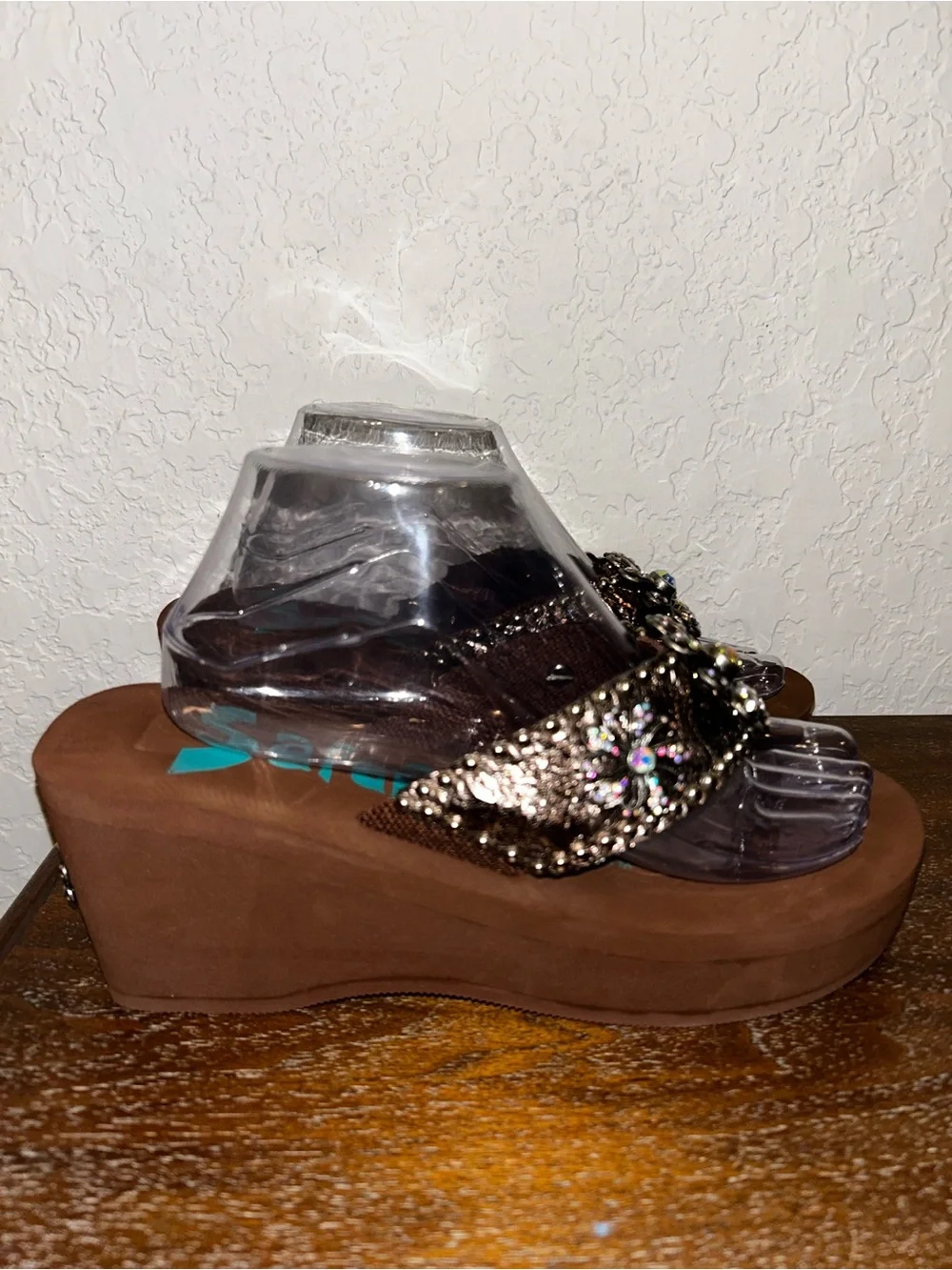 Safari Girl Jeweled Western Chunky Platform Thong Sandal Shoes